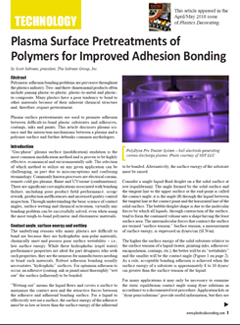 Plasma Surface Pretreatments of Polymers for Improved Adhesion Bonding